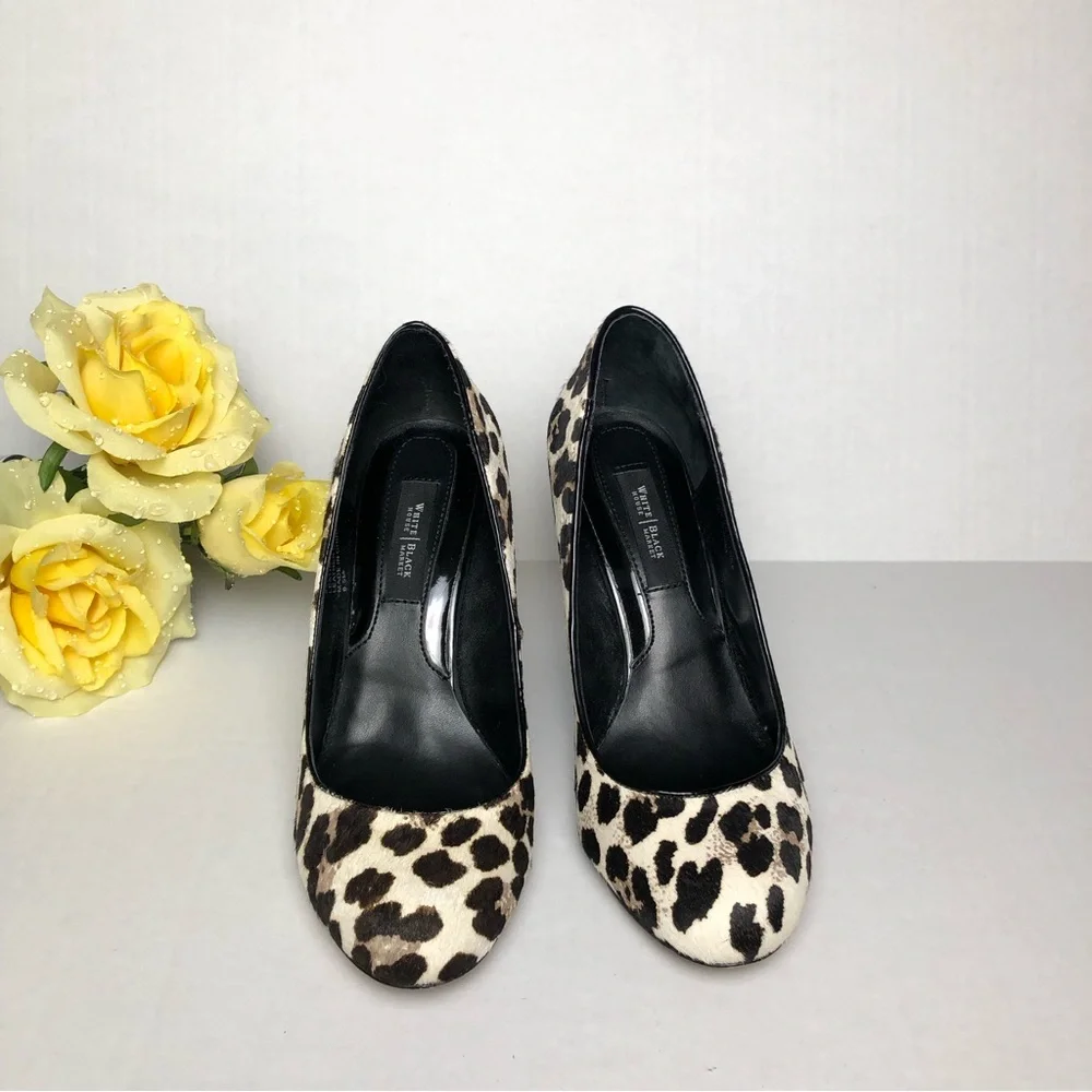 White House Black Market (WHBM) Leopard Print Calf Hair Pump/Wedges - Picture 3 of 6